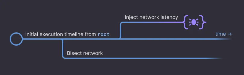 Multiple diverging timelines of a piece of software.